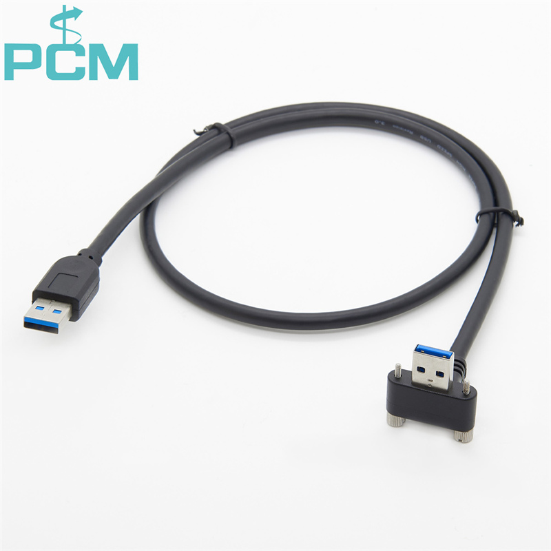 USB3.0 A male right angle with With M2 Screw Lock cable